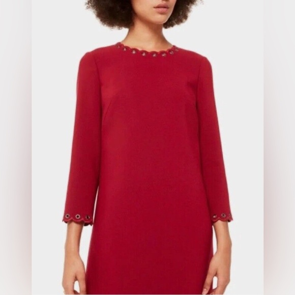Kate Spade $398 Size 10 Grommet Mini Shift Dress Red Russet Holiday Christmas - Picture 1 of 7